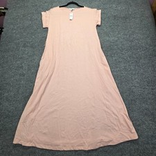 Ann Taylor Weekend Collection Med Midi Dress Short Sleeve Cotton Pink Spring 25