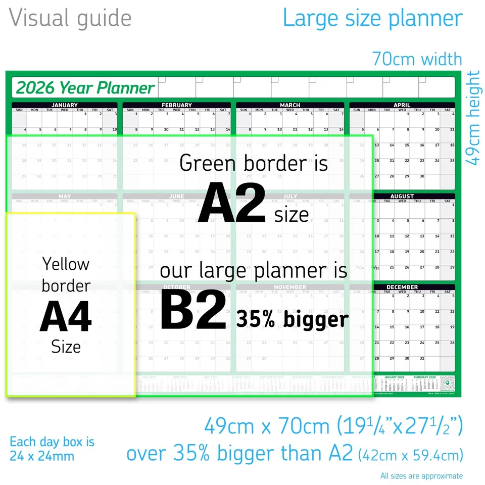 2026 Year Planner Wall Chart+Calendar+Holidays✔Grid Format ✔WIDEST RANGE ON EBAY - Image 3 of 4