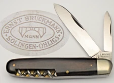 Vintage BRUCKMANN SOLINGEN Bartender’s Knife Wood Handles - Nice Unused Knife