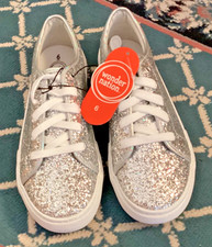 Girl's Silver Sparkle Canvas Sneakers by Wonder Nation - size 6