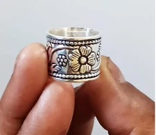 Silver Wide Filigree Eternity Band Ring, 925 Sterling Silver Artisan All Size