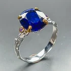 Vintage ring Blue Sapphire Ring 925 Sterling Silver Size 8.75 /R471381