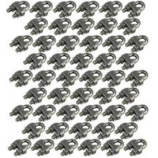 (50-Pack) 1/4 Inch M6 Wire Rope Clip Cable Fastener Clamps 304 Stainless Steel