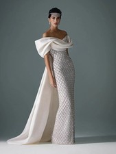 Luxury Wedding Dress Mermaid Off Shoulder Sweep Train Backless Lace Bridal Gown