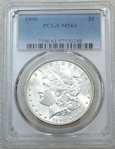 1890 P Morgan Silver Dollar PCGS MS61 Frosty Just Graded New Holder #D237F