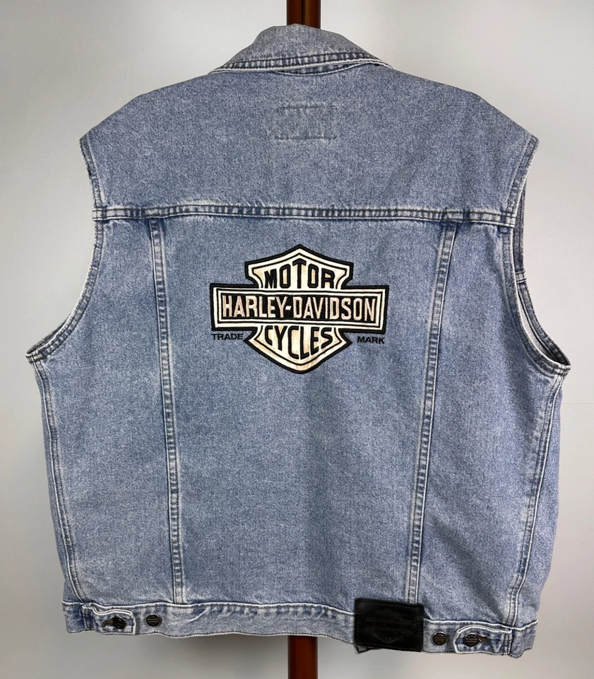 Chaleco vaquero de motociclista Harley Davidson vintage para hombre, talla M Foto 2 de 4