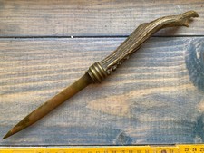 Coupe Papier manche bois de cerf & laiton XIX