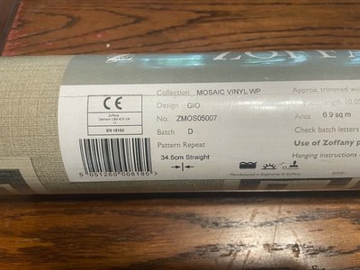 Zoffany Taupe Gio Mosaic Vinyl Wallpaper New in Wrapped Tube