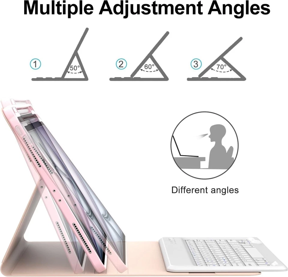 Detachable Bluetooth Keyboard Case for iPad Pro 12.9” 3/4/5/6 Gen - Pink - Image 4 of 4