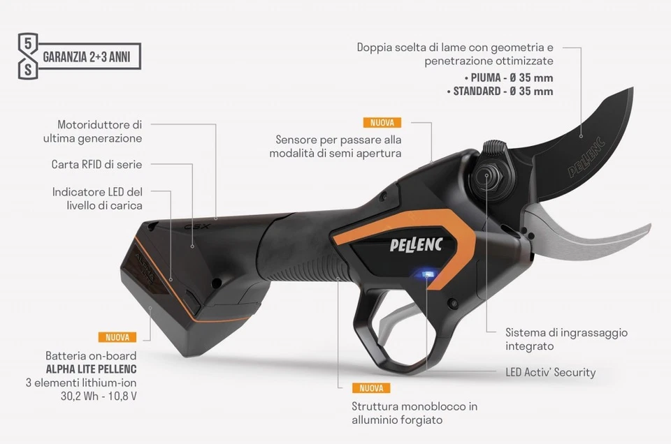Forbici elettroniche Pellenc C3X con batteria on-board - Immagine 3 di 4