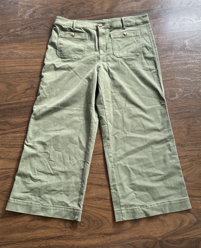 Loft Palmer Wide Leg Crop Pants High Rise SizzlingSage Size 14