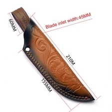 Cowhide Straight Knife Sheath Leather Outdoor Belt Loop Protective Cover Case