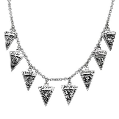 Pagan Necklace - Sterling Silver Wheel of the Year Sabbat Yule Samhain Jewelry