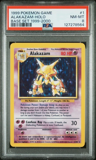 1999 POKEMON GAME 1999-2000 COPYRIGHT #1 ALAKAZAM-HOLO PSA 8