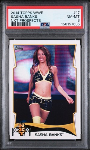PSA 8 Sasha Banks / Mercedes Mone 2014 Topps WWE NXT Prospects #17 Rookie RC
