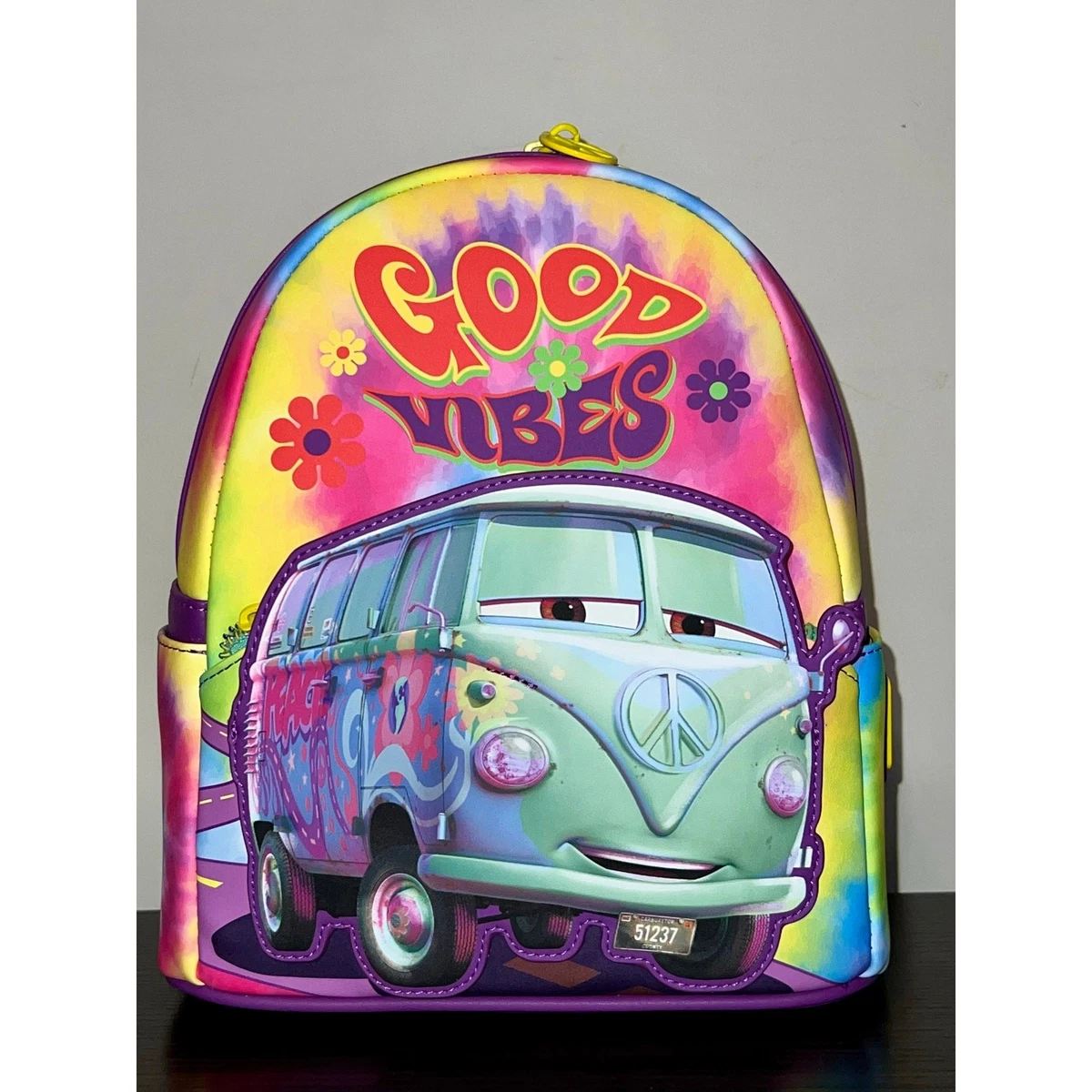 Loungefly Pixar Cars Fillmore Good Vibes Mini Backpack ✨ Peace, love, and open roads ahead! ? Cruise into  main image 3