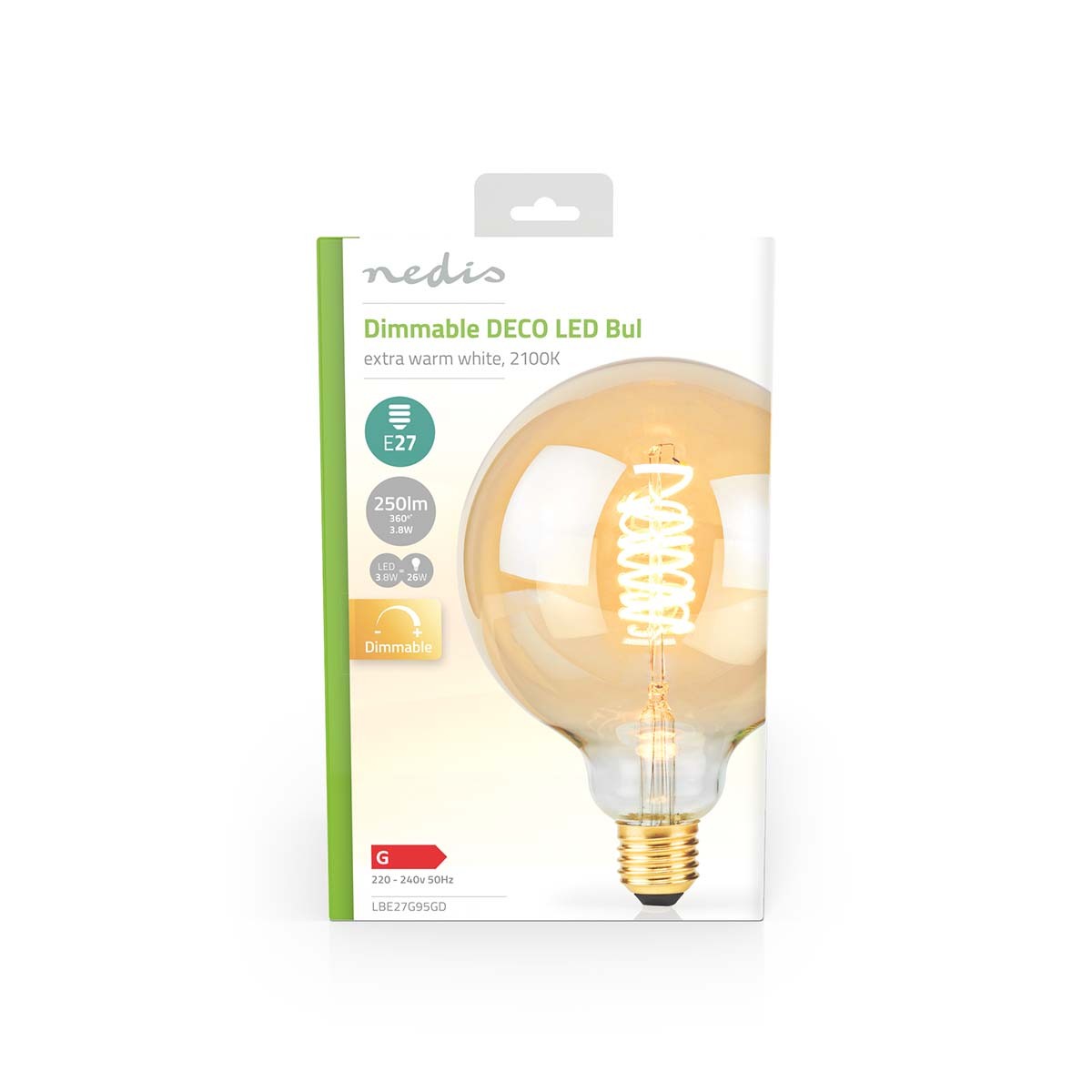 Ampoule LED G95 E27 3.8W Nedis rétro et dimmable dorée