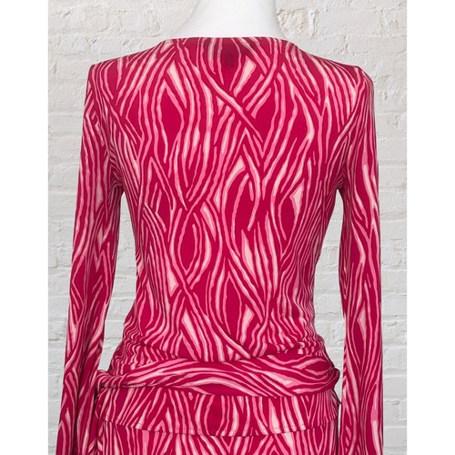 Y2K Express Pink Zebra Wrap Dress Sz XS Office Siren Going Out Sexy Barbiecore - Picture 5 of 8