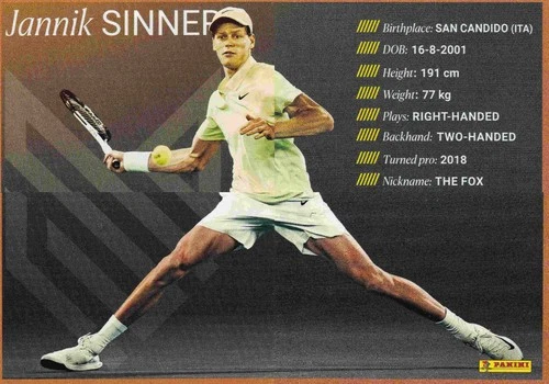 Choose Jannik Sinner stickers Panini
