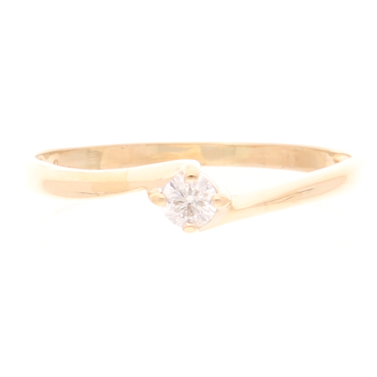 18Carat Yellow Gold 0.20ct Diamond Crossover Solitaire Ring (Size Q) 4mm Widest