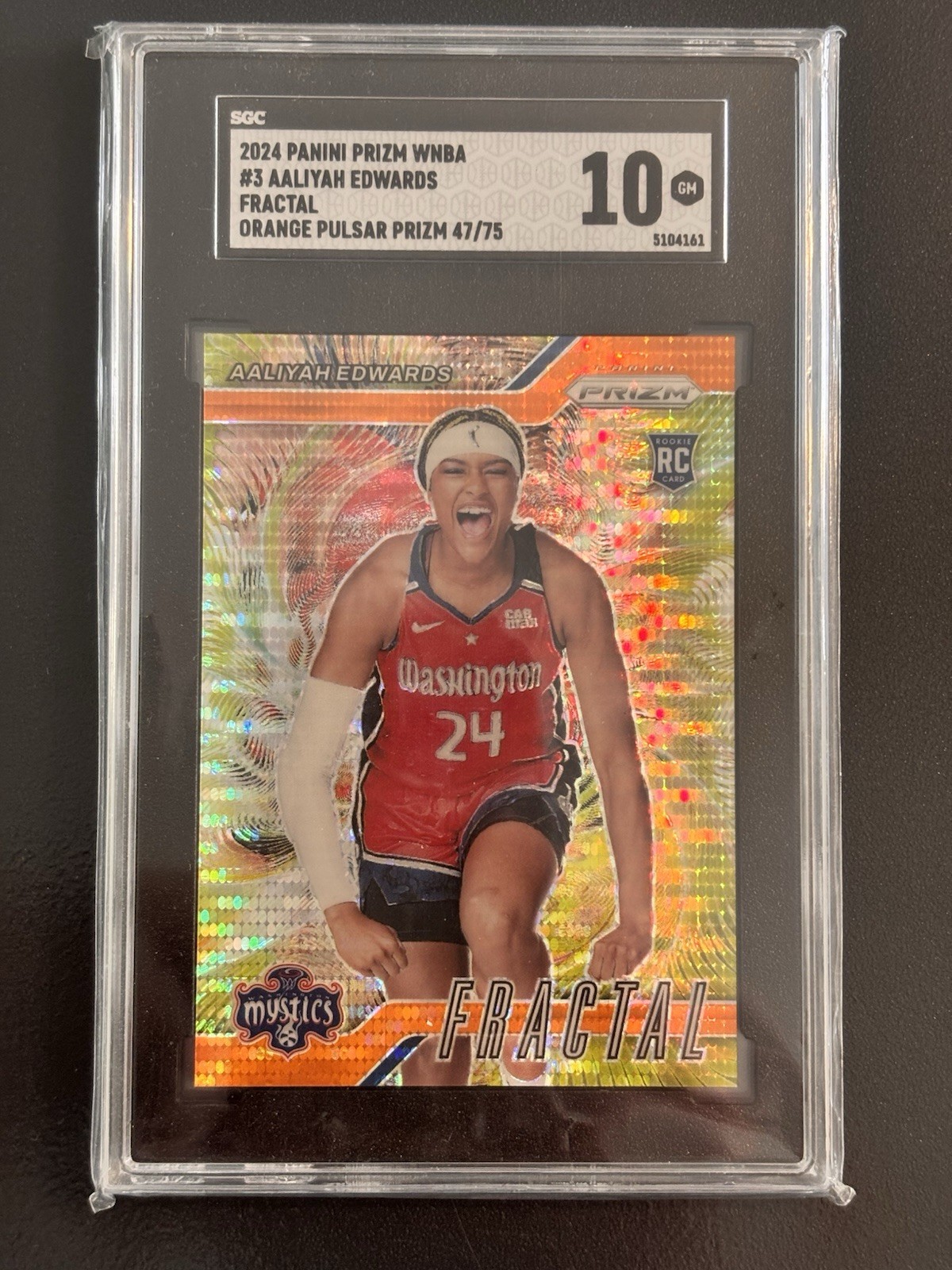2024 Prizm WNBA - Fractal Aaliyah Edwards #3 Orange Pulsar Prizm /75 (RC) SGC 10