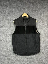 prAna Men Jacket Sz M Gray Colorblock Puffer Vest Wool Organic Cotton Mock Neck