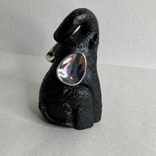 Vintage Black Textured Elephant Figurine with...