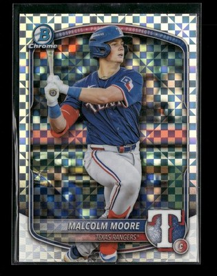 2025 Bowman Draft #BDC-191 Malcolm Moore Chrome X-Fractor Texas Rangers