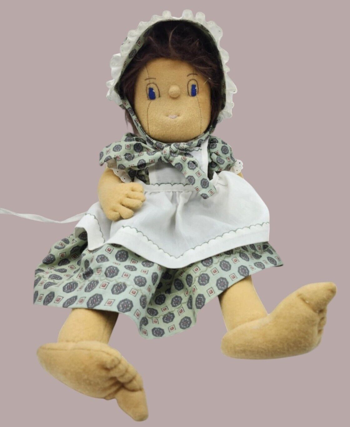 Two Vintage 12" Handmade Dolls Amish Hillbilly Plush Soft Boy Girl Stuffed  READ