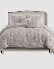 Swift Home Pink 3-Piece Ruched 3D Floral Pintuck Comforter Set Full/Queen Size