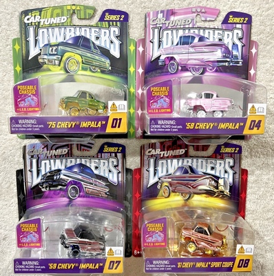 8台セット CAR TUNED SERIES 2 lowrider 等 CAR TUNED DIECAST LOWRIDERS SERIES 2 SET OF 4 LED LIGHTING *NEW