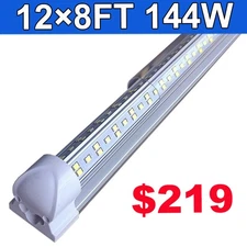 12Pack T8 8FT Integrated Led Shop Light Linkable 8 Foot Garage Light 144W 6500K 