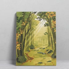 Concise Autumn Forest Serenity Dorm Home Decor Landscape Canvas Painting