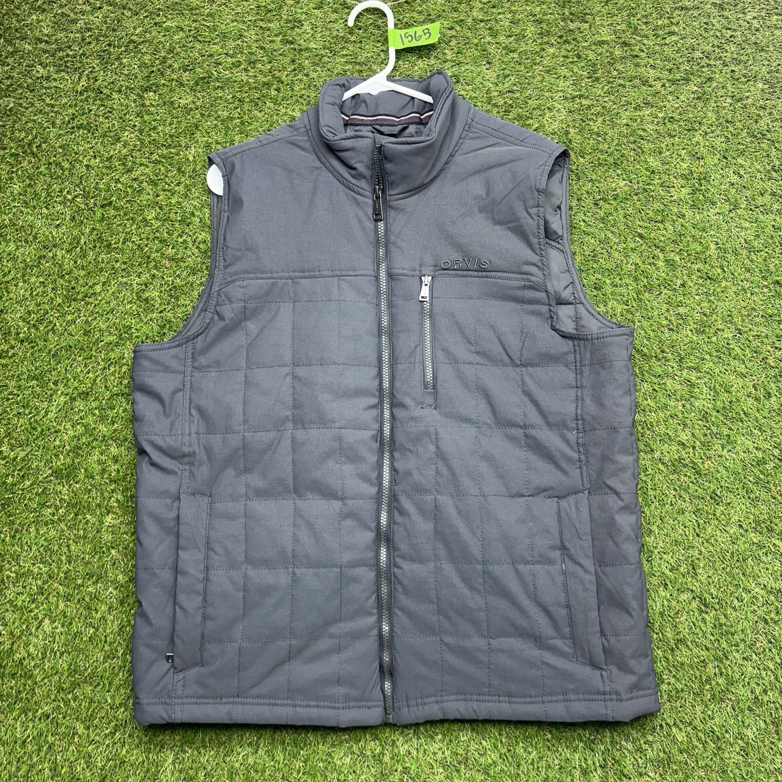 Orvis Classic Collection Quilted Puffer Vest Mens Large Zip Up Grey Outdoor