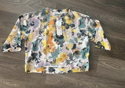 Sweatshirt Sweater Shirt S.Oliver Bunt Baumwolle 40 Geblümt Asymmetrisch Neu