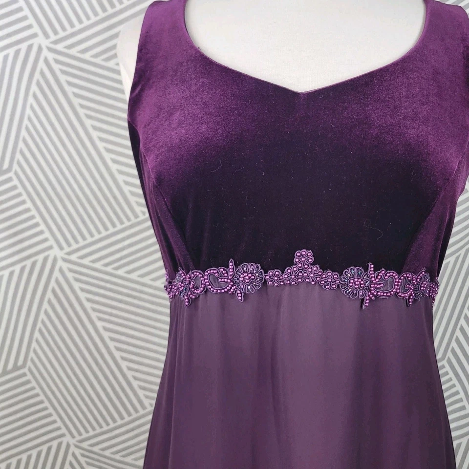Vestido De Colección Y2K Noche Terciopelo Satinado Talla 8 10 Baile de graduación Evento Púrpura Vestido Princesa Foto 4 de 4