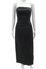 Jessica McClintock Womens Strapless Satin Straight Gown Black Size 2