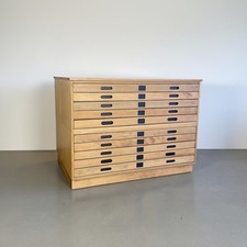 VINTAGE INDUSTRIAL STAVERTON PLAN CHEST ARCHITECTS DRAWERS INSET HANDLES #4755