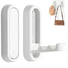2Pcs Foldable Wall Hooks, Zinc Alloy Folding Hook White, Heavy Duty Folding C...