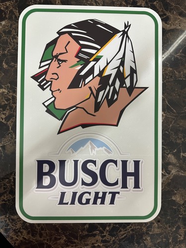 UND SIOUX vintage logo & Busch Light sign 12” x 18” ref aluminum