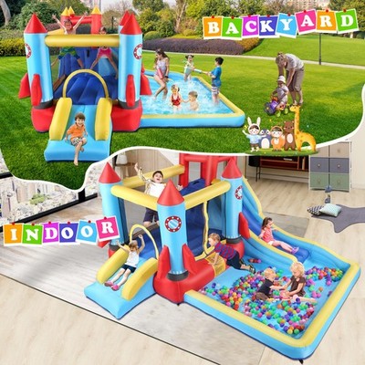 10in1 Inflatable Water Double Slide Bounce House Giant Splash Pool w/480W Blower