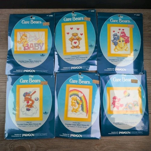 VTG Care Bears Paragon Cross Stitch Kits 2494-2499 - COMPLETE SET OF 6 - NOS