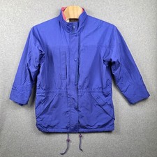 Vintage Eddie Bauer Gore-Tex Jacket Womens Large Blue Rain Coat Outdoor 90s