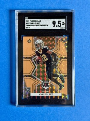 2022 Panini Mosaic Chris Olave NFL Debut Orange Fluorescent /25 SGC 9.5 Saints