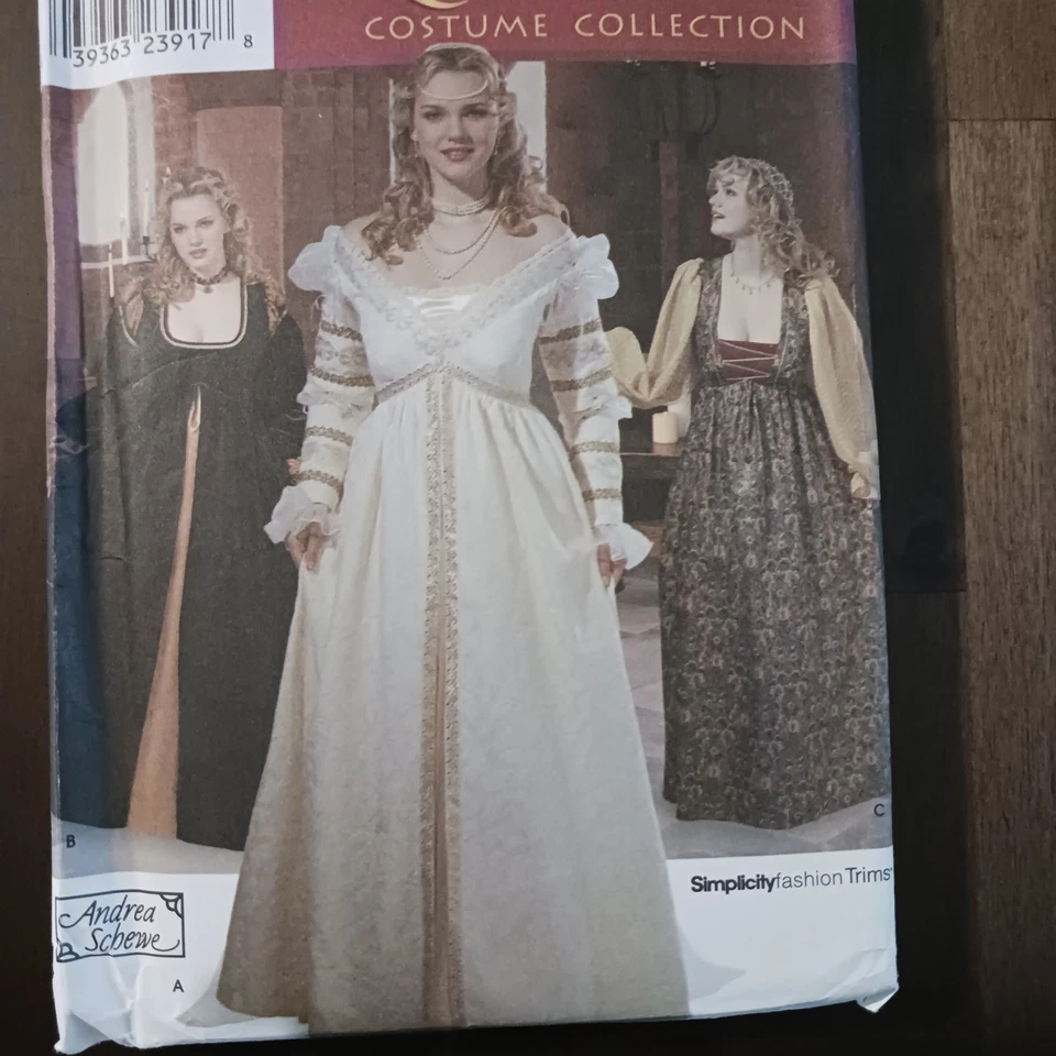 Simplicity Pattern #9228 Italian Renaissance Gown Medieval Bridal 18W - 24W UC - Image 3 of 4