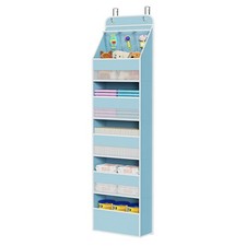 6-Shelf Over Door Hanging Organizer Fabric Baby Door Storage with 5 Large Poc...