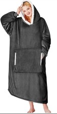Oversized Sherpa Hoodie Blanket - Cozy Gift for Women, One Size Fits All Grey