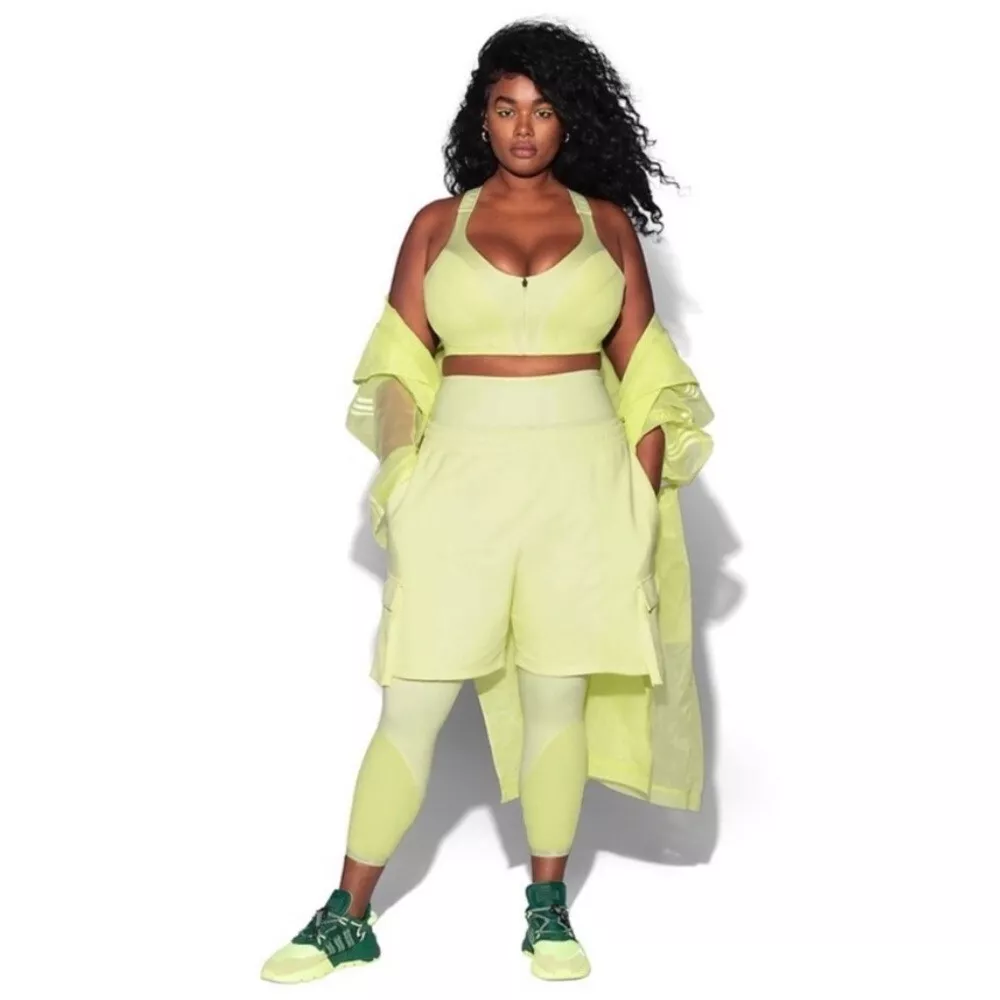 Adidas X IVY PARK IVP Zip Front Medium Impact Sports Bra Yellow