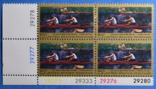 Scott #1335 Thomas Eakins Painting,  5 cent PB of 4 Stamps MNH