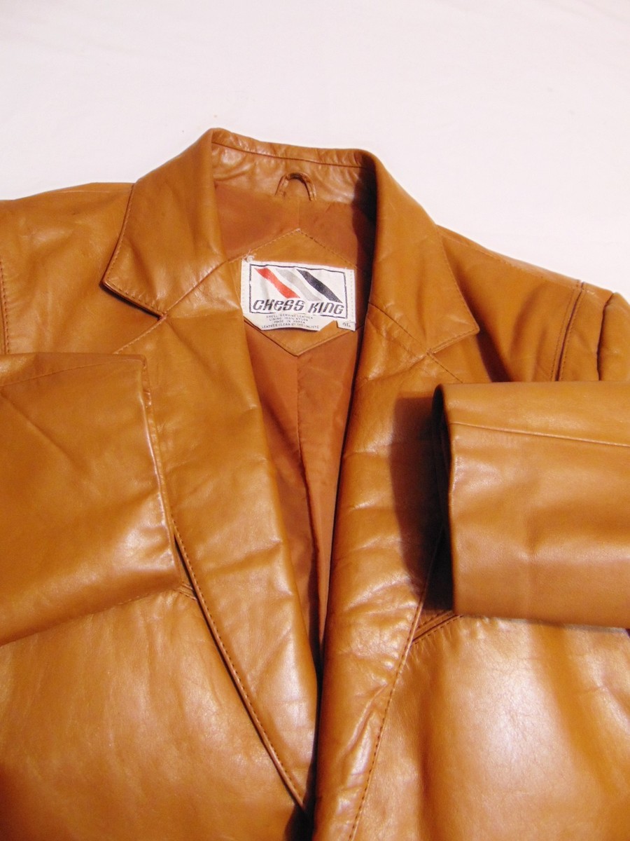CHESS KING Vintage 70's/80's Leather Jacket Size 40 Tan CHESS KING Vintage 70's/80's Leather Jacket Size 40 Tan